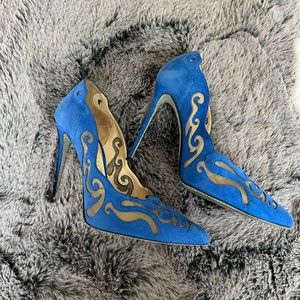 Rene Caovilla royal blue suede pump